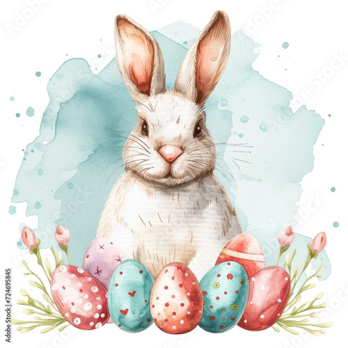 cute pastel colors watercolor easter border isolated