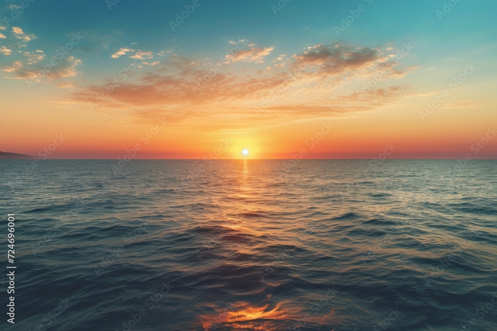 A peaceful sunset over a calm ocean