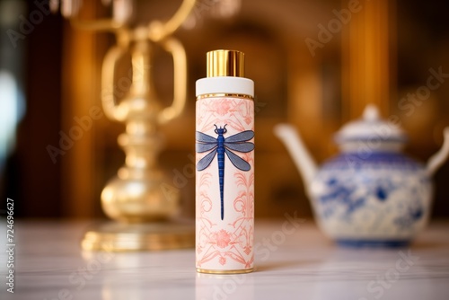 tube of calamine lotion with a dragonfly on top photo