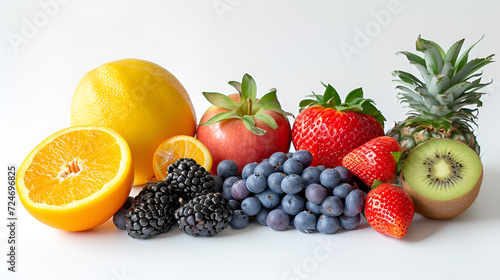  Fruit on a white background. generative ai
