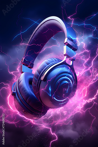 Abstract headphones and lightning