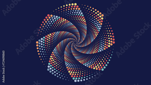 Abstract spiral dotted round vortex style creative background. photo