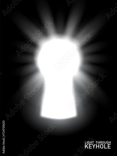 Realistic Light Through Keyhole In Dark Black