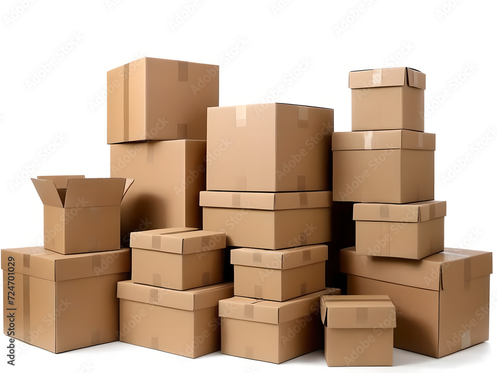Stack of empty paper boxes for product packaging and delivery Stack of empty paper boxes for product packaging and delivery