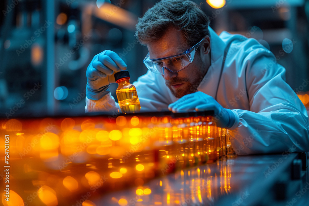 Handsome man scientist picking tubes in the laboratory Handsome man scientist picking tubes in the laboratory