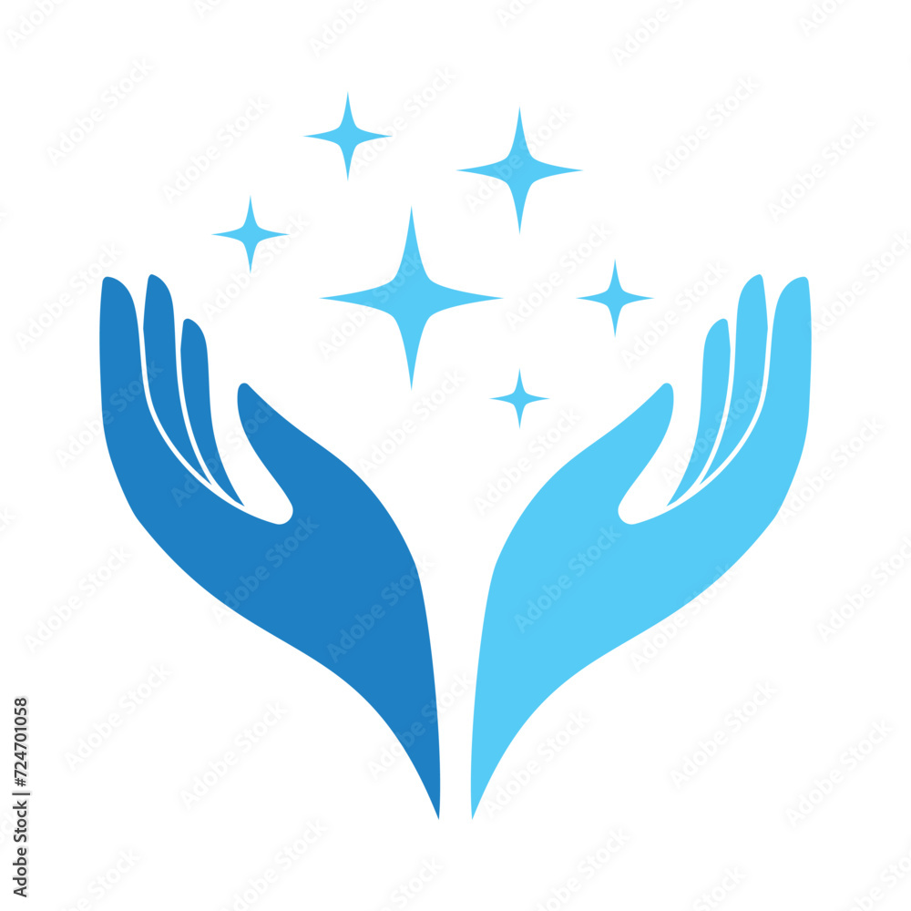 Hand and Sparkle Logo Design Template Hand and Sparkle Logo Design Template
