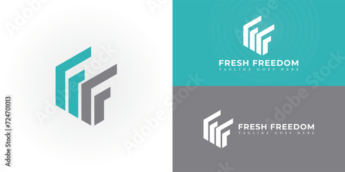 Abstract initial letter F or FF logo in blue-grey color isolated in white background applied for accounting and financial company logo also suitable for the brands or companies have initial name FF.