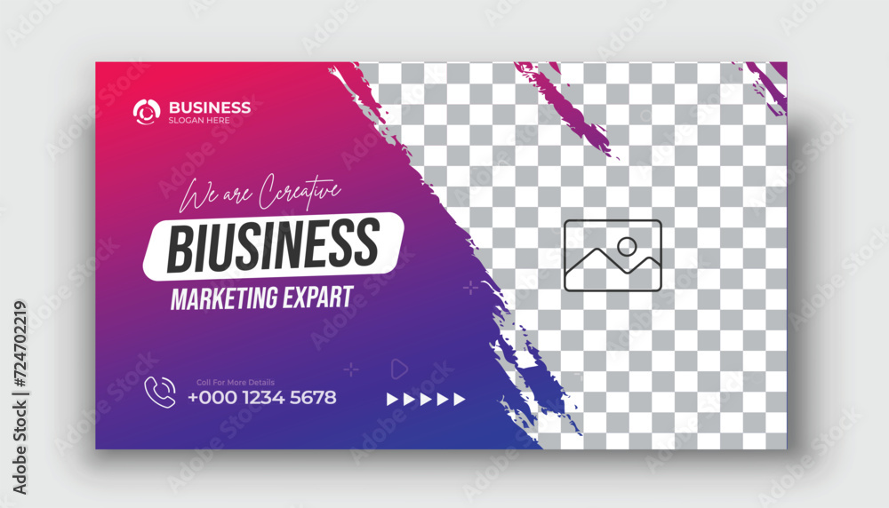 Fototapeta premium Creative business YouTube video thumbnail or social media web banner and corporate YouTube thumbnail design template 