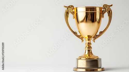 gold trophy award cup on isolated white background copy space. generative ai