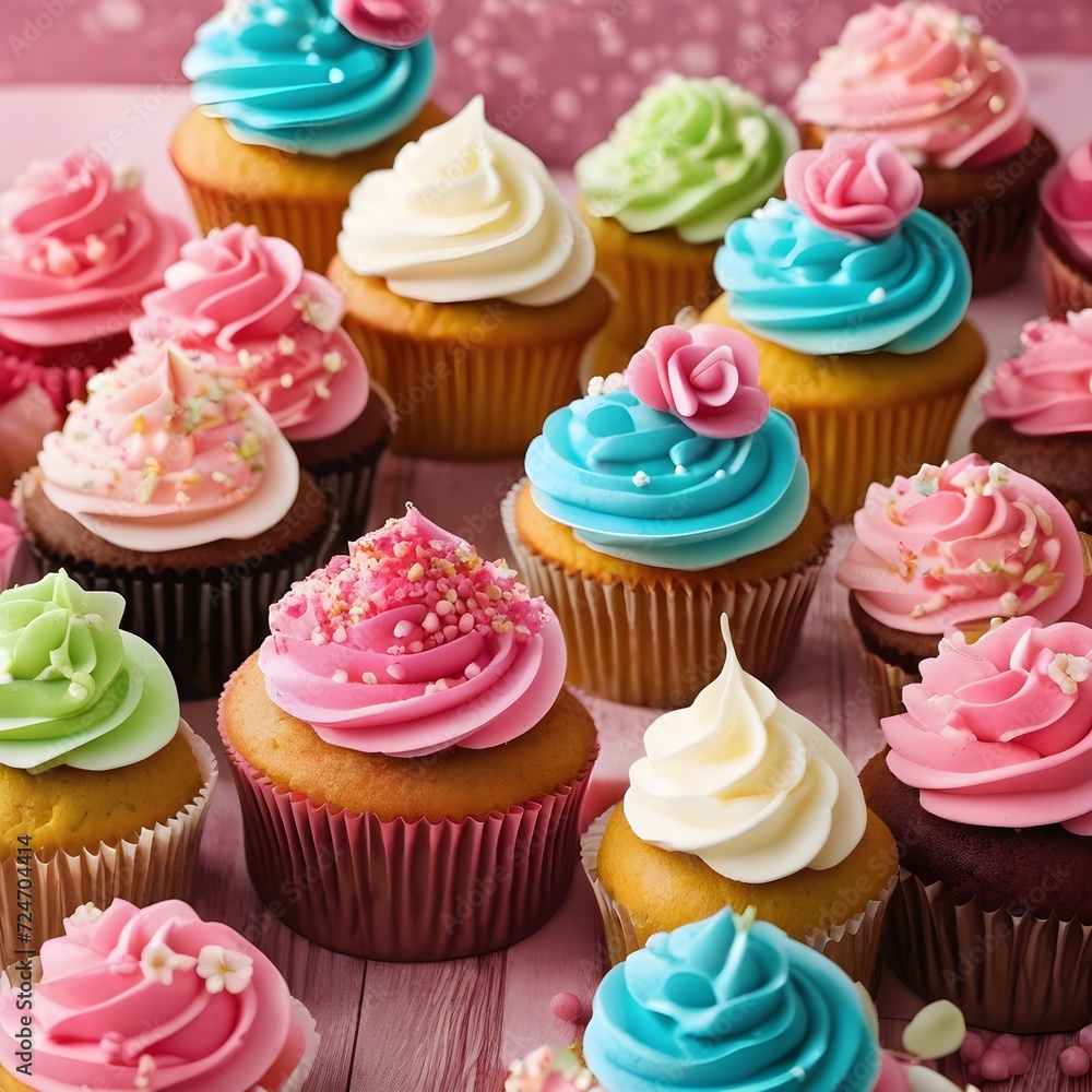 cupcakes on pink background