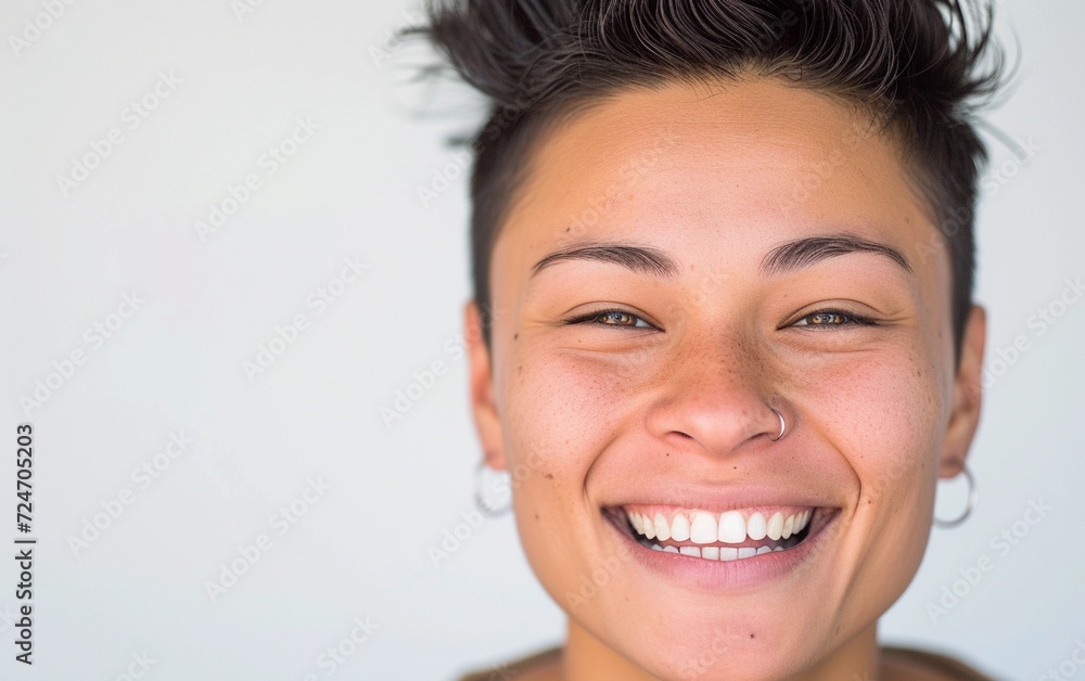 Close-Up Portrait of Smiling Multiracial Person Close-Up Portrait of Smiling Multiracial Person