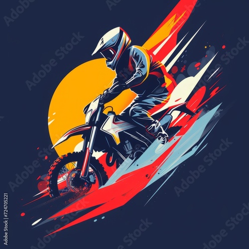T-shirt design featuring representation of a flaming bike rider © Graphicgrow