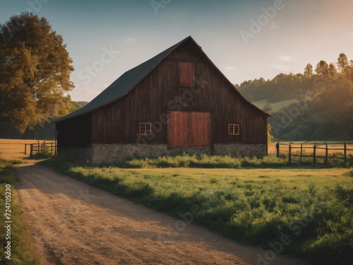 red barn in autumn