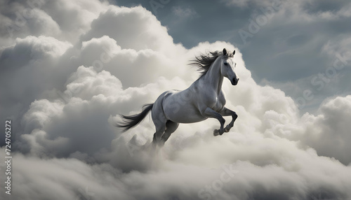 white horse on the sky