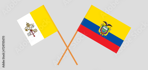 Crossed flags of Vatican and Ecuador. Official colors. Correct proportion