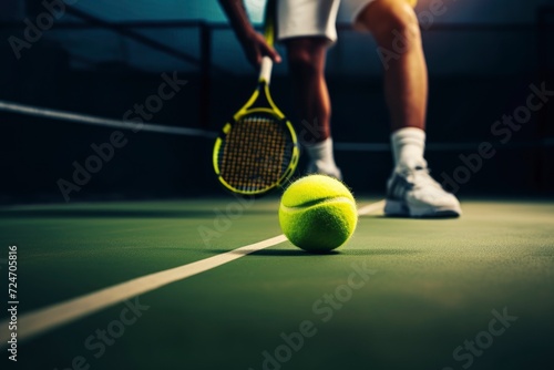 detail person playing tennis on the court. generative ai © JIRMoronta