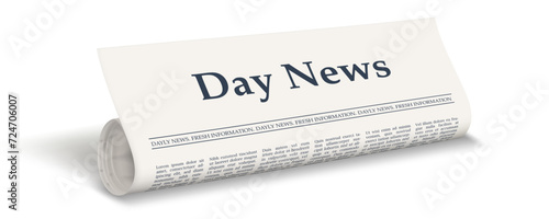Realistic Rolled Newspaper With Big Title Day News