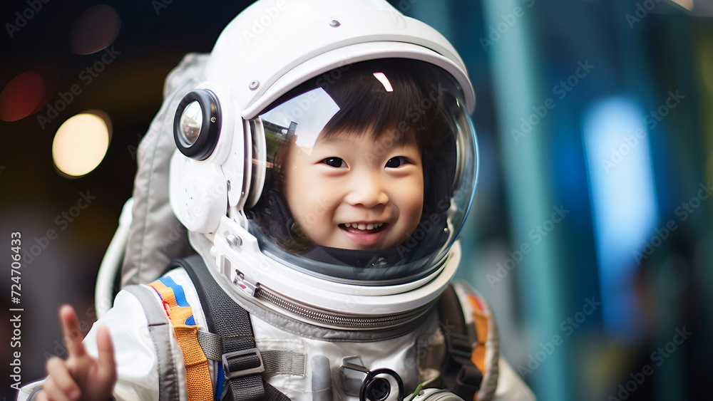 A cute child astronaut