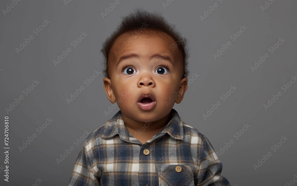 Startled Little Boy With Multiracial Background Startled Little Boy With Multiracial Background
