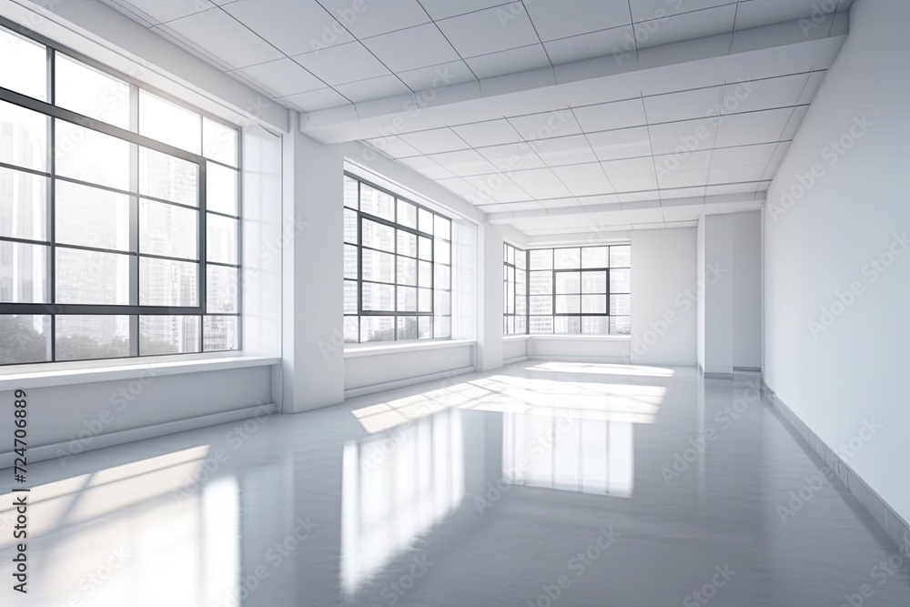 extreme closeup of a white empty room with walls and a large window extreme closeup of a white empty room with walls and a large window