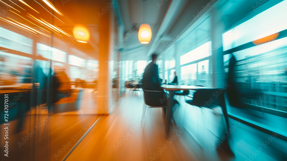 Blurred Modern Workspace: Vibrant Motion of Corporate Life Blurred Modern Workspace: Vibrant Motion of Corporate Life