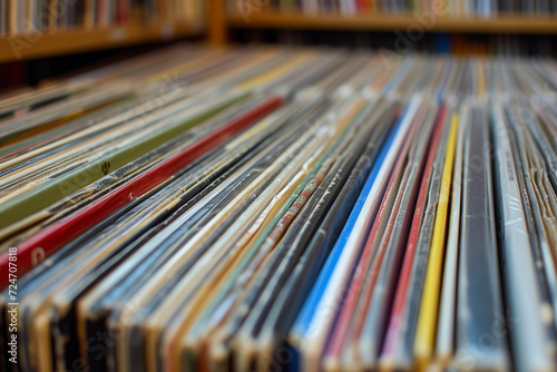 Vinyl Symphony  Close-Up Harmony on Shelves