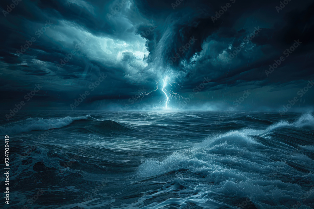 Tempest at Sea: Nocturnal Thunderstorm