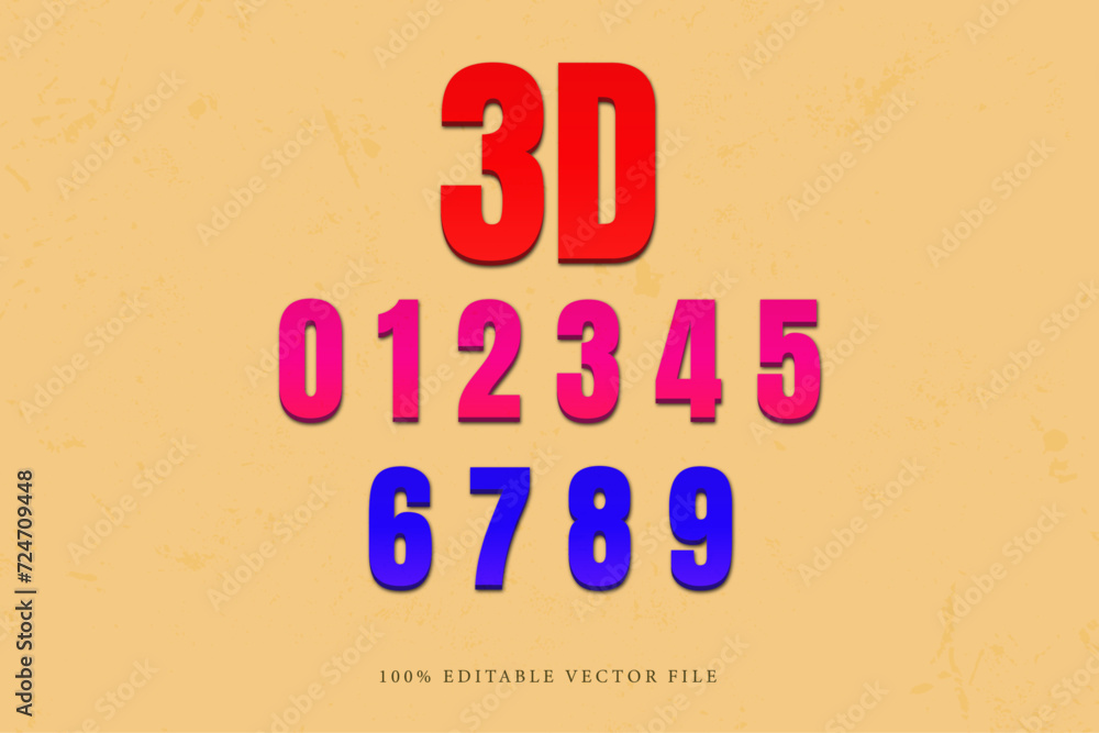 Fototapeta premium Retro Text Effects 3D Number and Typography 