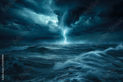 Tempest at Sea: Nocturnal Thunderstorm