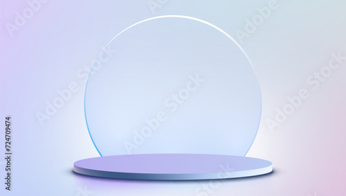 3D Realistic Pastel Color Gradient Podium Platform