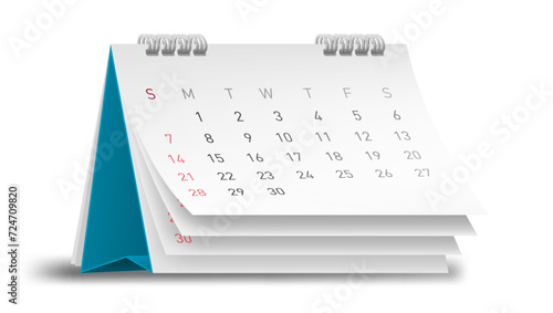 3D White Paper Desk Calendar With Flipping Page