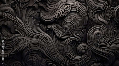 Intricate Black Floral Swirls. Detailed floral swirl patterns in monochromatic black tones.