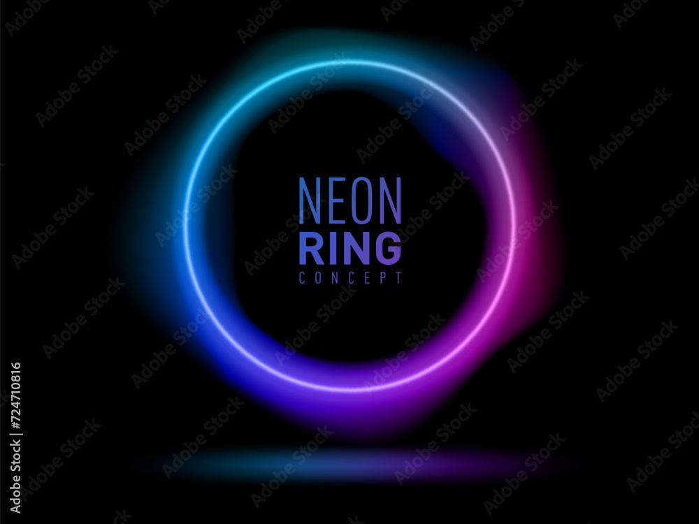 Vibrant Color Neon Light Ring Frame Dark Back Vibrant Color Neon Light Ring Frame Dark Back