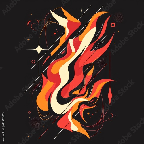 T-shirt design featuring representation of a flaming abstract © Graphic Master