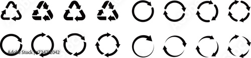 リサイクル図や循環する矢印のアイコンセット