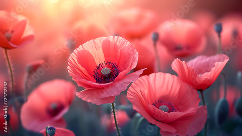 Beautiful poppies flower background