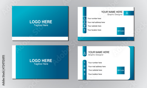 abstract modern blue gradient business card designs. Business card for business and personal use. illustration design