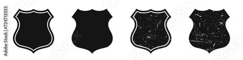 Policeman badges. Sheriff badge silhouettes. Sheriff icon set. photo