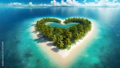 tropical island in the shape of a love heart © Kelsey