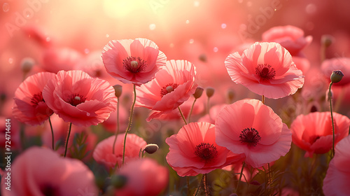 Beautiful poppies flower background