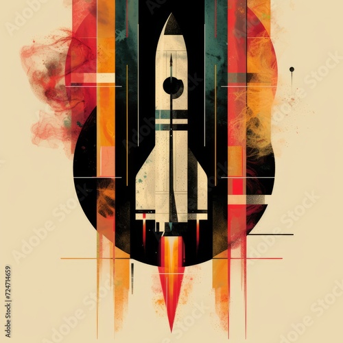 T-shirt design featuring representation of a racing rocket