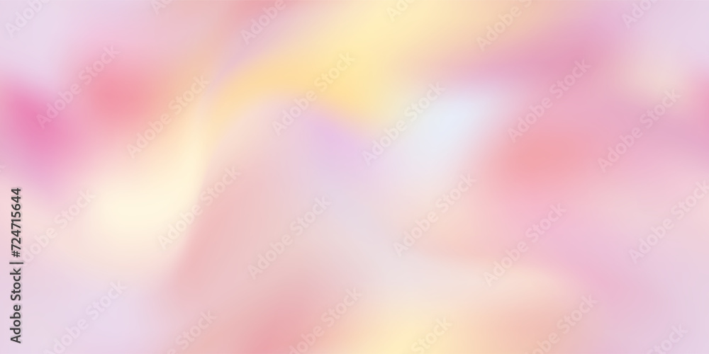 Obraz premium Holographic seamless design in pink pearl. With its abstract waves that shimmer, the background is a minimalist pastel . Foil holographic wallpaper in nacreous texture with gentle grade change