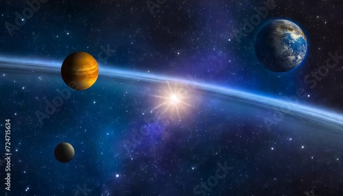 majestic panorama of the solar system from the outer rim featuring vibrant planets against a star studded backdrop