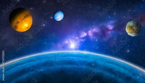 majestic panorama of the solar system from the outer rim featuring vibrant planets against a star studded backdrop