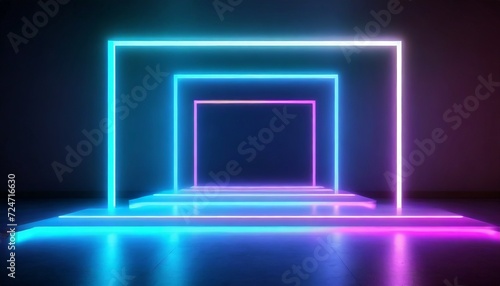 luminous edges square and rectangle frames enhanced with bicolor neon glow
