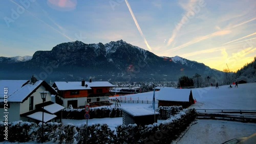 landscape Timelapse of sunset view from a ski resort on Germany
