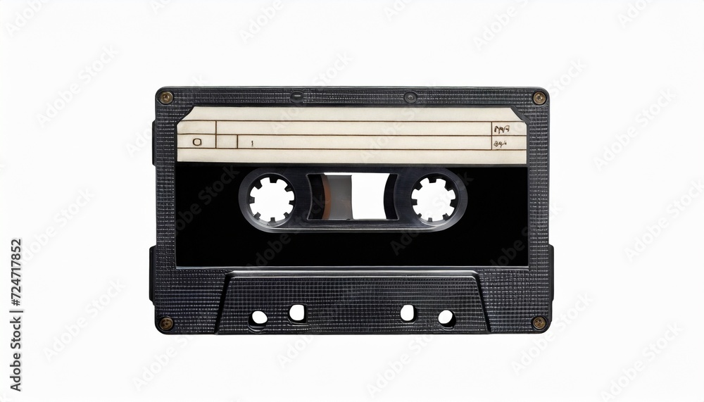 vintage audio cassette tape isolated obsolete technology of audio recording and playback format audio cassette tapes top view 80s retro music background