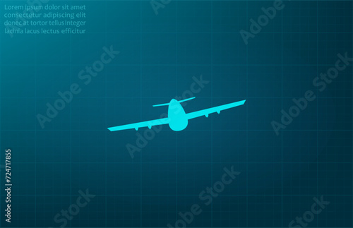 Airplane, safe flights symbol. Vector illustration on blue background. Eps 10.