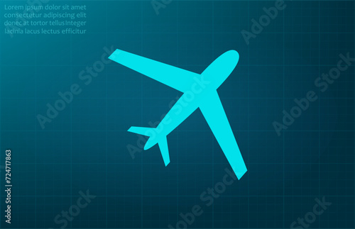 Airplane, safe flights symbol. Vector illustration on blue background. Eps 10.