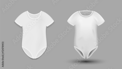 Slim And 3D White Half Sleeve Baby Bodysuit Mockup